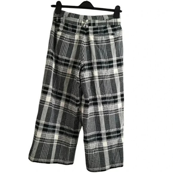 Anthroplologie Ett:Twa size 4 Plaid Black/White wide leg Casual cropped Pants - Picture 6 of 11